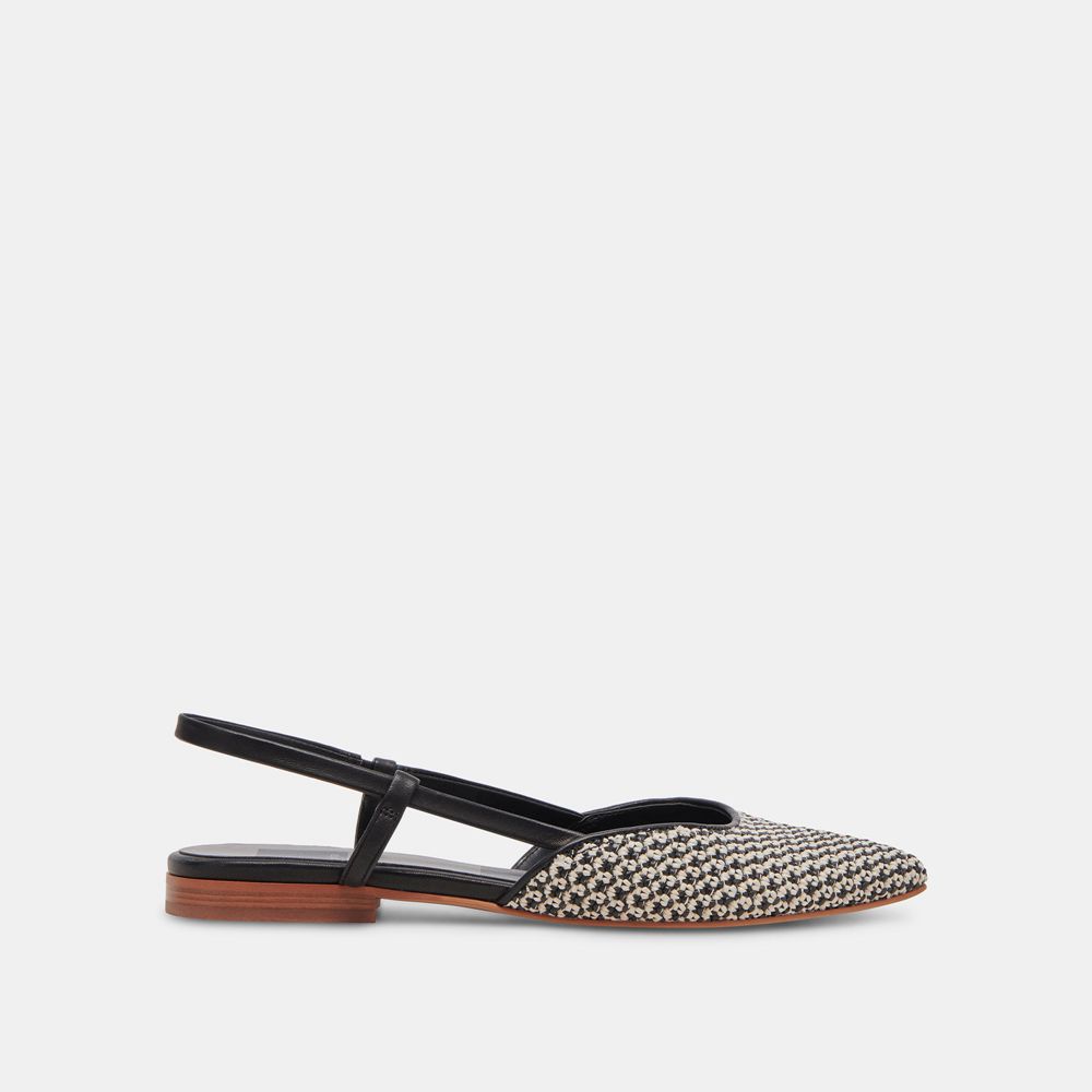 Dolce Vita Narah Raffia Women Flats Black | US-794581ACH