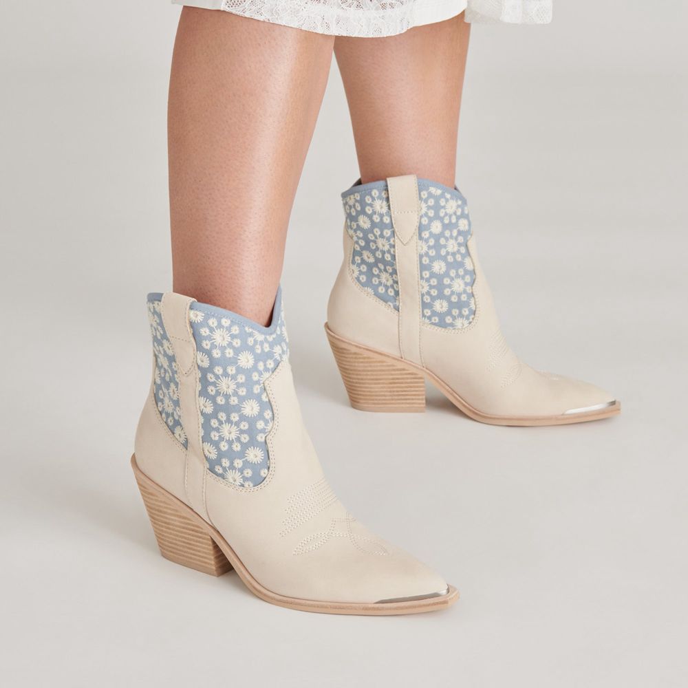 Dolce Vita Nashe Nubuck Women Western Boots Blue / Beige | US-845130WOA