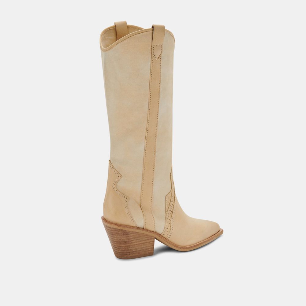 Dolce Vita Navene Nubuck Women Western Boots Cream | US-034981IEB