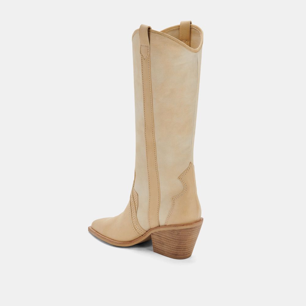 Dolce Vita Navene Nubuck Women Western Boots Cream | US-034981IEB