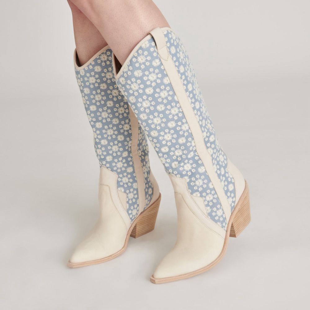 Dolce Vita Navene Women Western Boots Blue / Beige | US-298510IRW