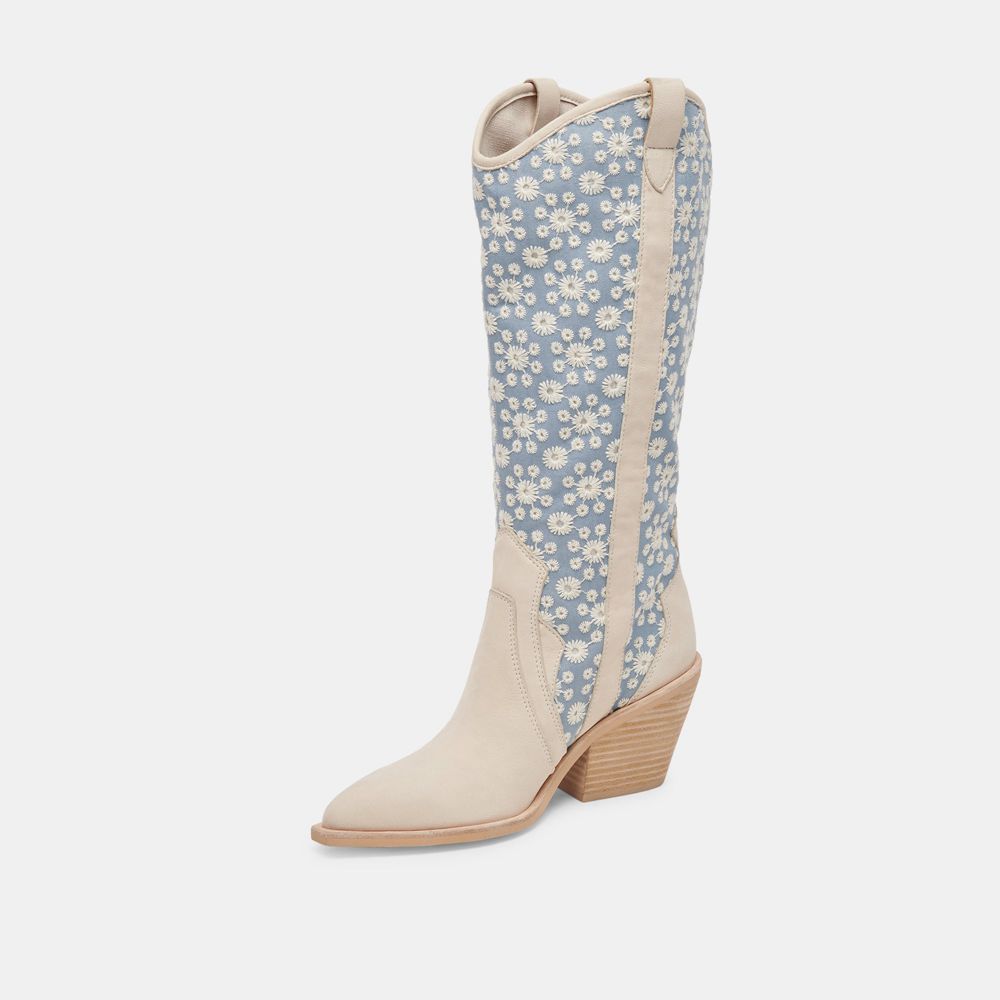 Dolce Vita Navene Women Western Boots Blue / Beige | US-298510IRW