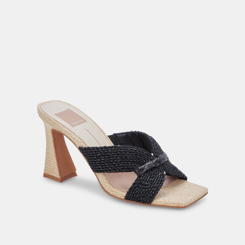 Dolce Vita Nitro Raffia Women Heels Black | US-495206SAC