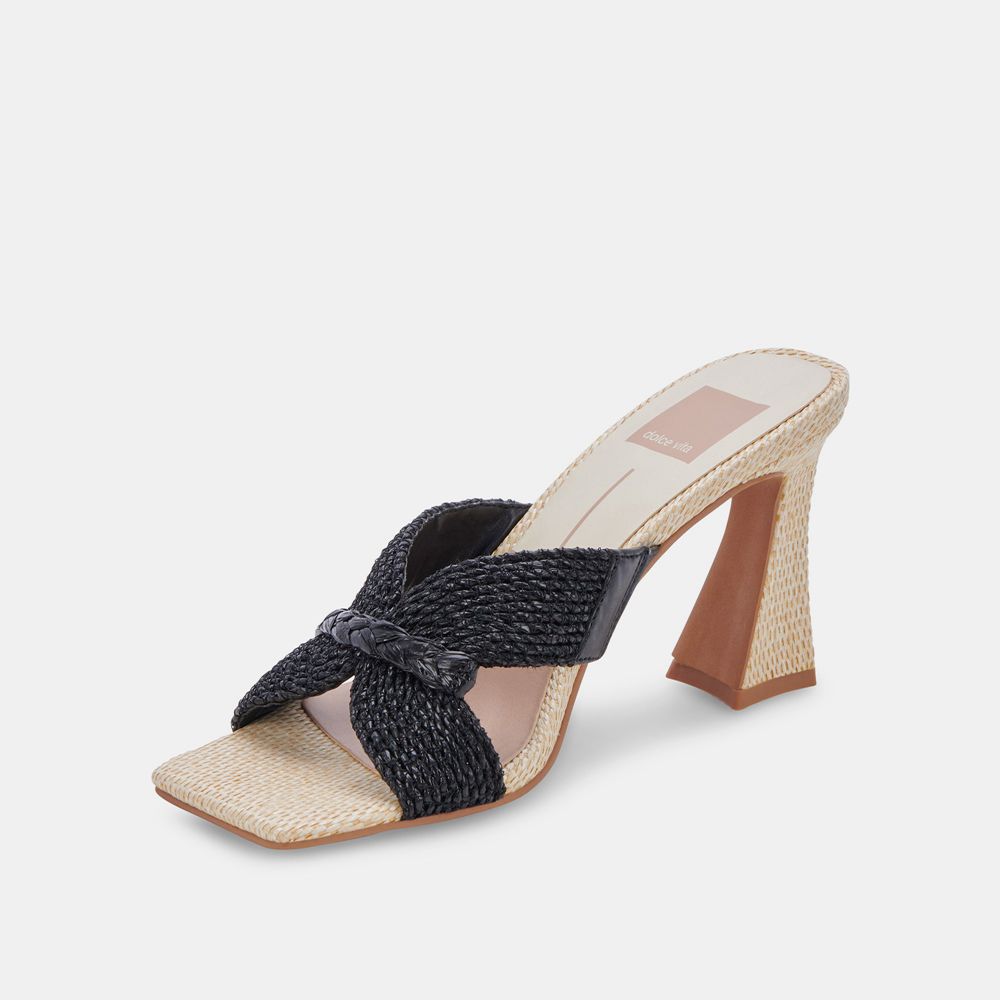 Dolce Vita Nitro Raffia Women Heels Black | US-495206SAC