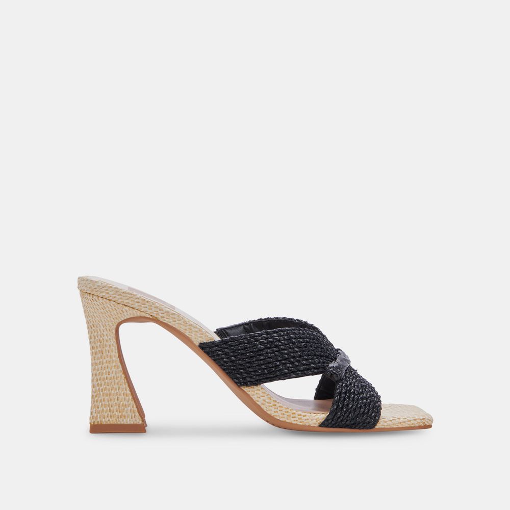 Dolce Vita Nitro Raffia Women Heels Black | US-495206SAC