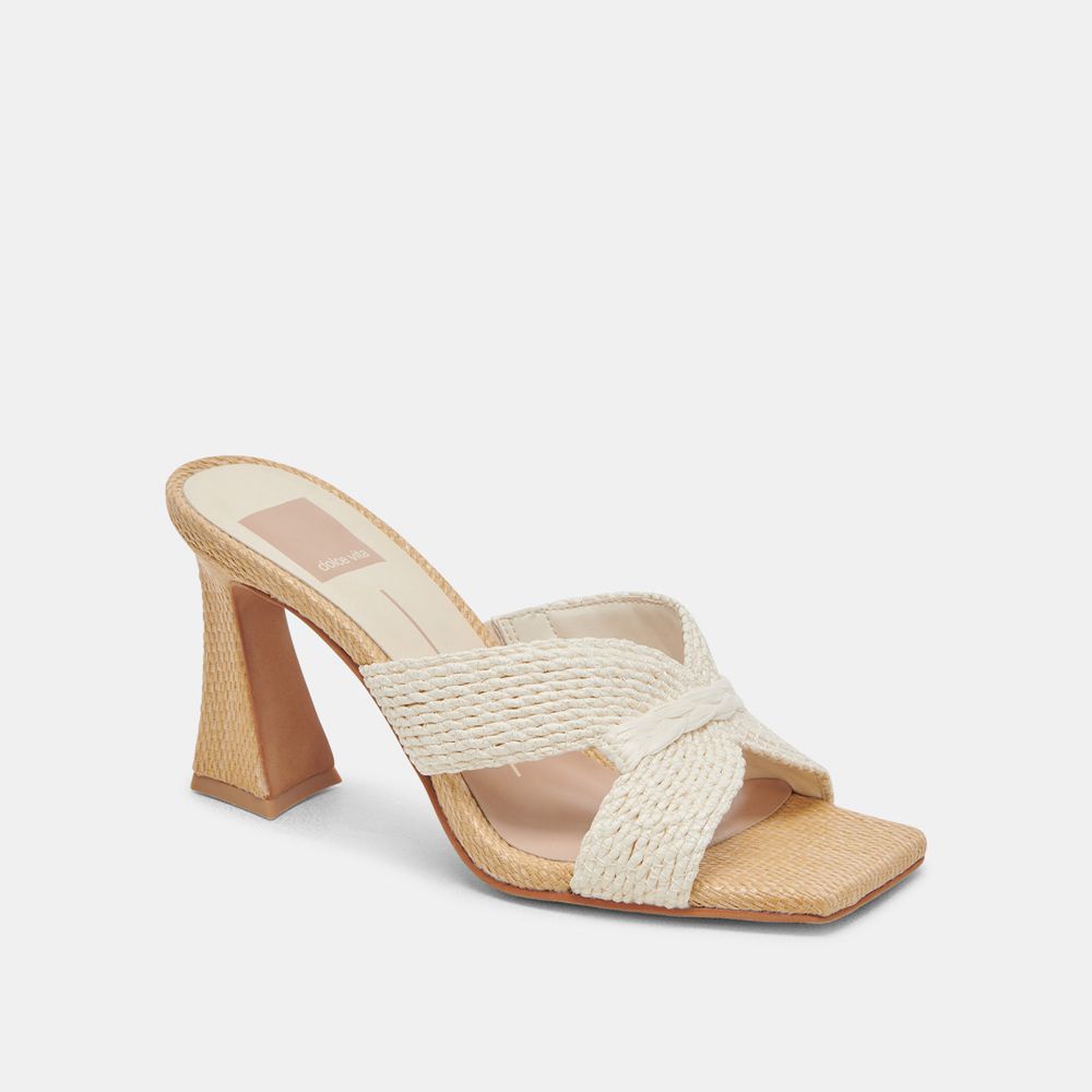 Dolce Vita Nitro Raffia Women Heels Sandals White | US-128406MVD