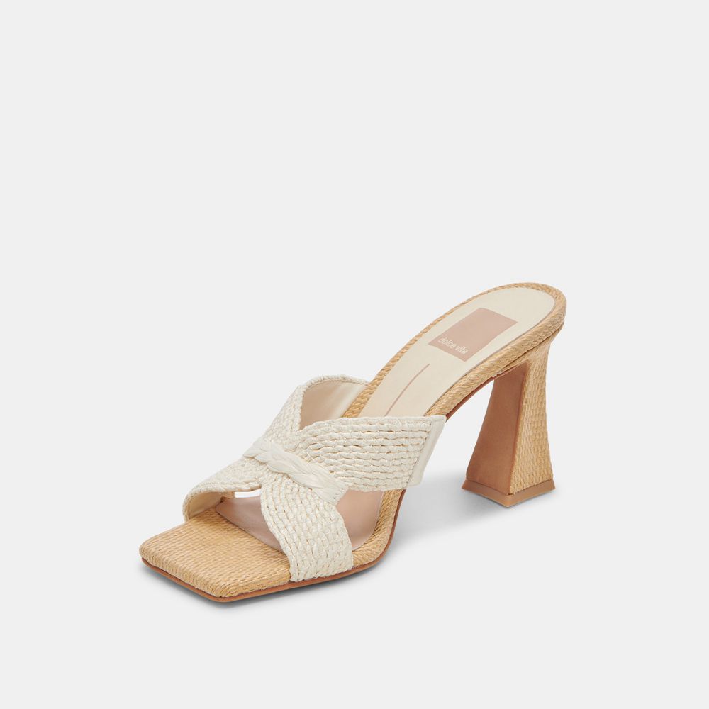 Dolce Vita Nitro Raffia Women Heels Sandals White | US-128406MVD