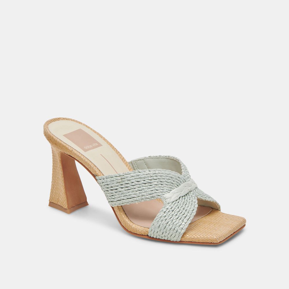 Dolce Vita Nitro Raffia Women Heels Sandals Mint | US-246908VMA