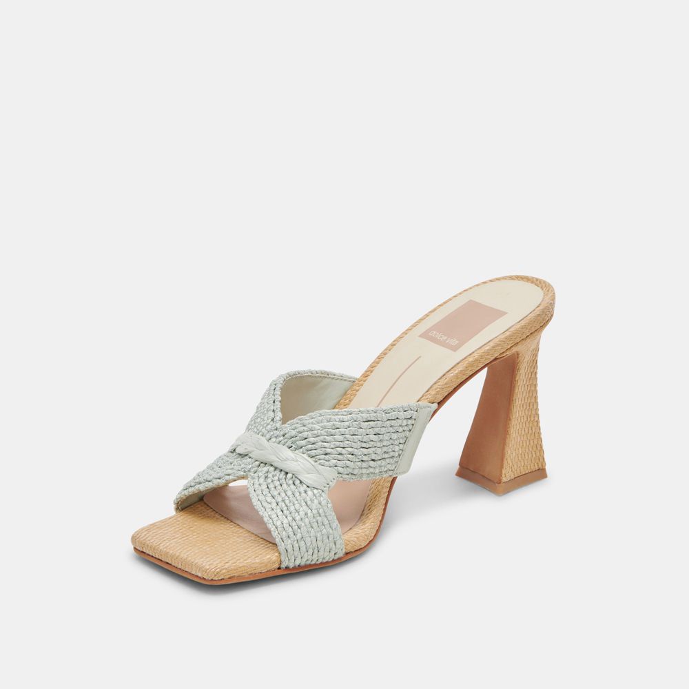 Dolce Vita Nitro Raffia Women Heels Sandals Mint | US-246908VMA