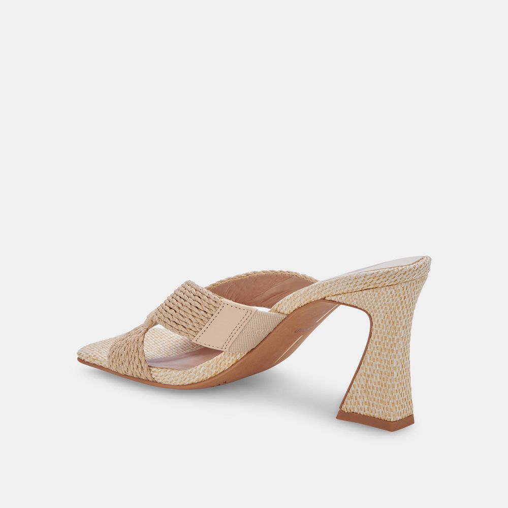 Dolce Vita Nitro Wide Raffia Women Heels Light Brown | US-593761GVC