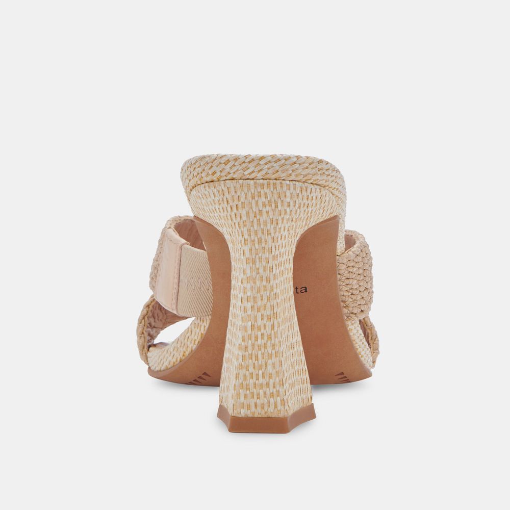 Dolce Vita Nitro Wide Raffia Women Heels Light Brown | US-593761GVC