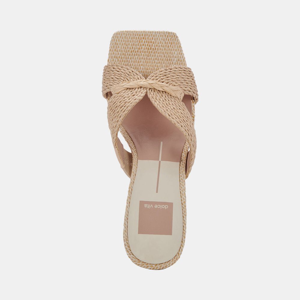 Dolce Vita Nitro Wide Raffia Women Heels Light Brown | US-593761GVC