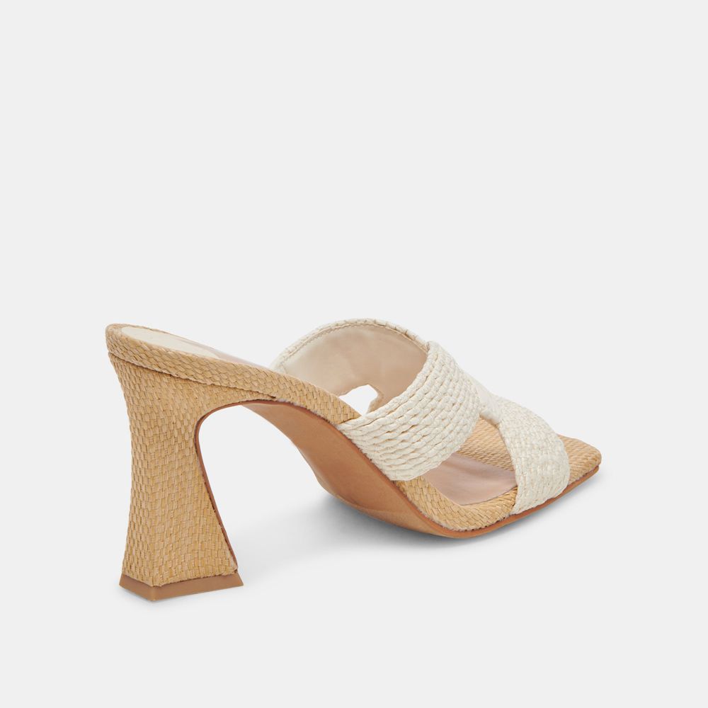 Dolce Vita Nitro Wide Raffia Women Heels White | US-938651JKD