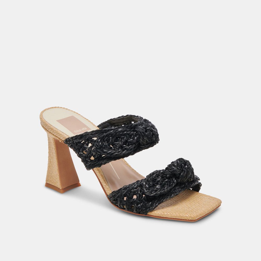 Dolce Vita Niyah Raffia Women Heels Black | US-324908APM