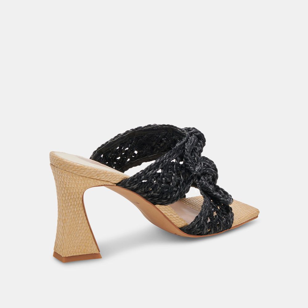 Dolce Vita Niyah Raffia Women Heels Black | US-324908APM