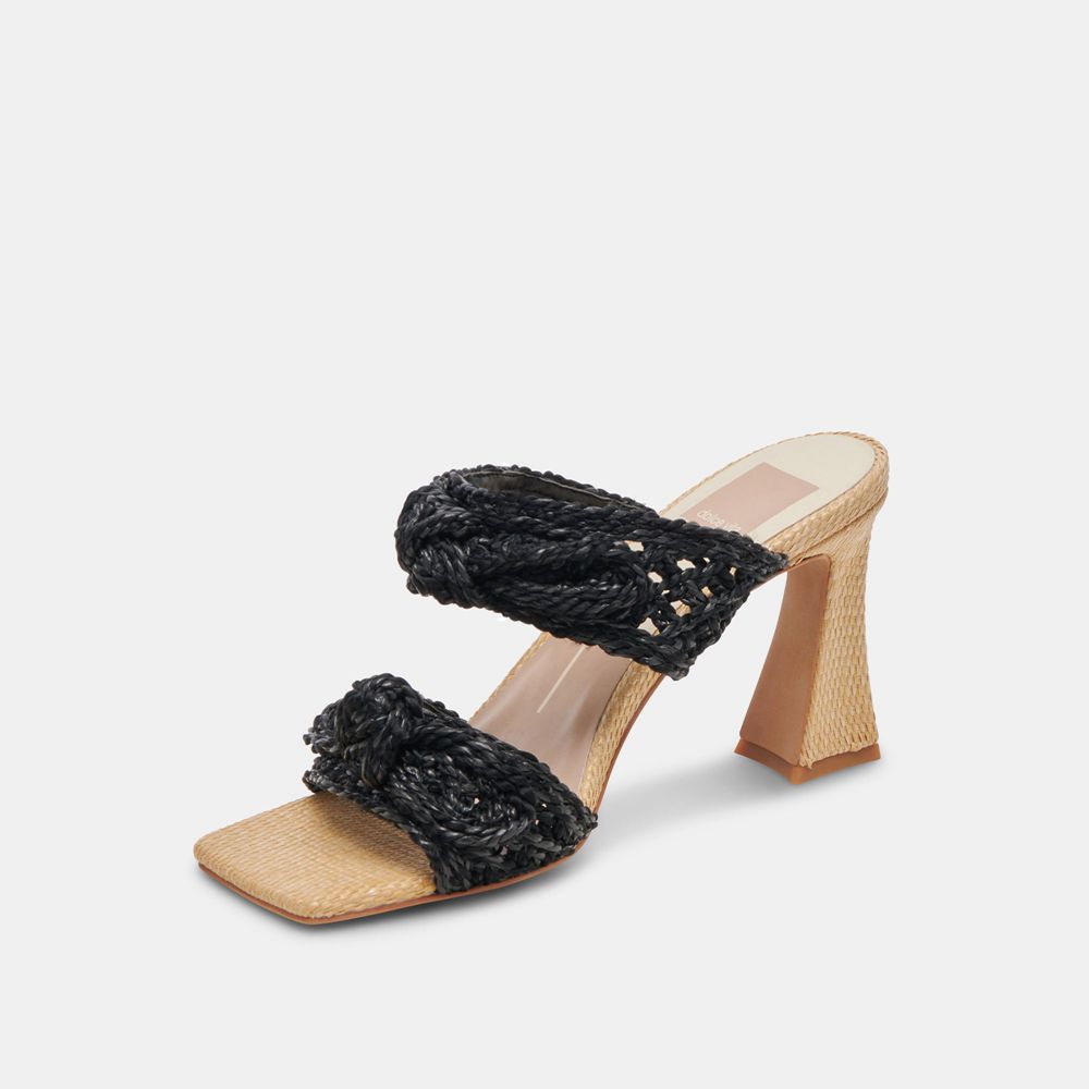 Dolce Vita Niyah Raffia Women Heels Black | US-324908APM