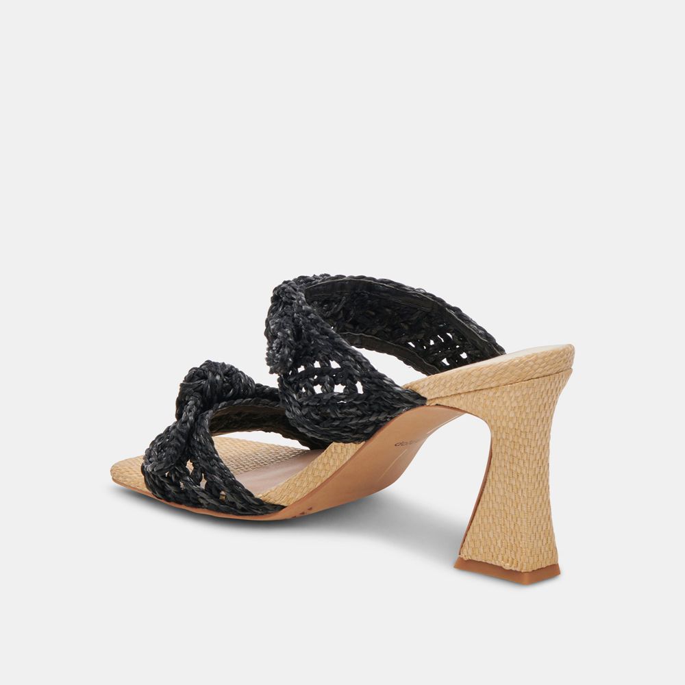 Dolce Vita Niyah Raffia Women Heels Black | US-324908APM