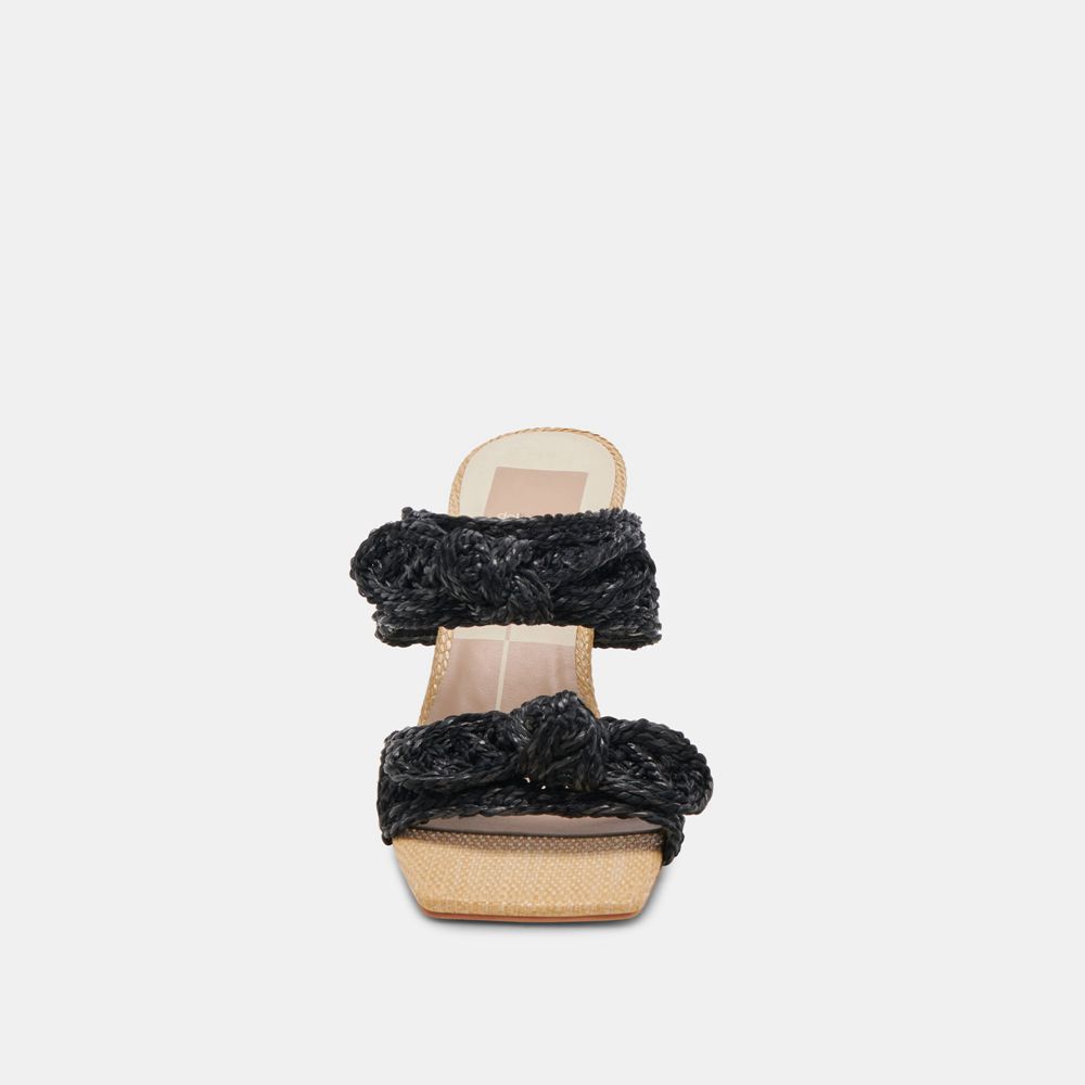 Dolce Vita Niyah Raffia Women Heels Black | US-324908APM