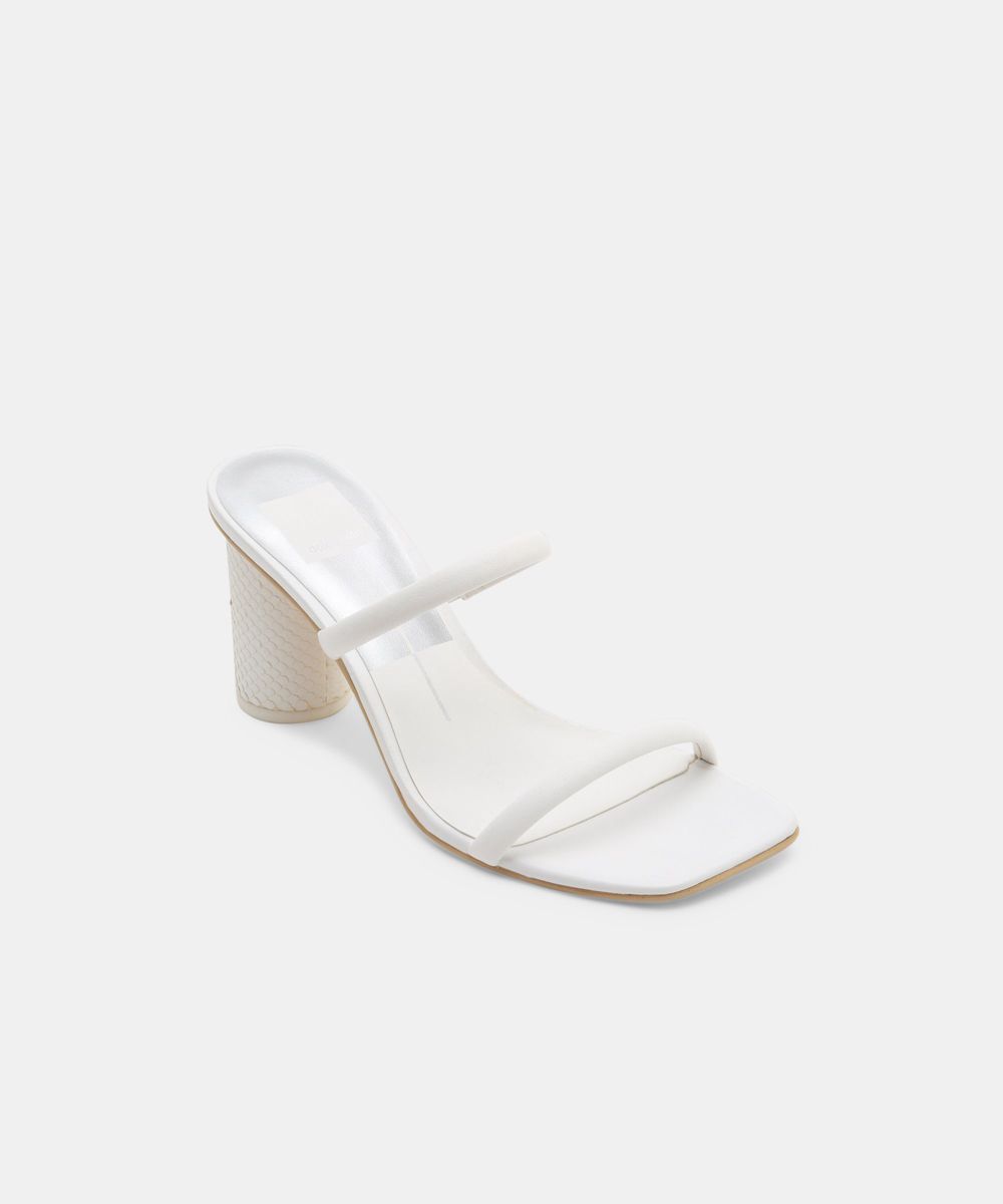 Dolce Vita Noles Leather Women Heels Sandals White | US-738965HKF