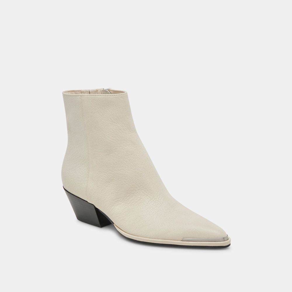 Dolce Vita Nonah Leather Women Western Boots Cream | US-417502XJW