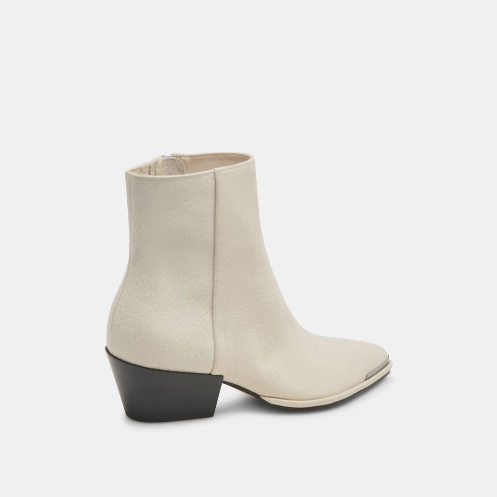 Dolce Vita Nonah Leather Women Western Boots Cream | US-417502XJW