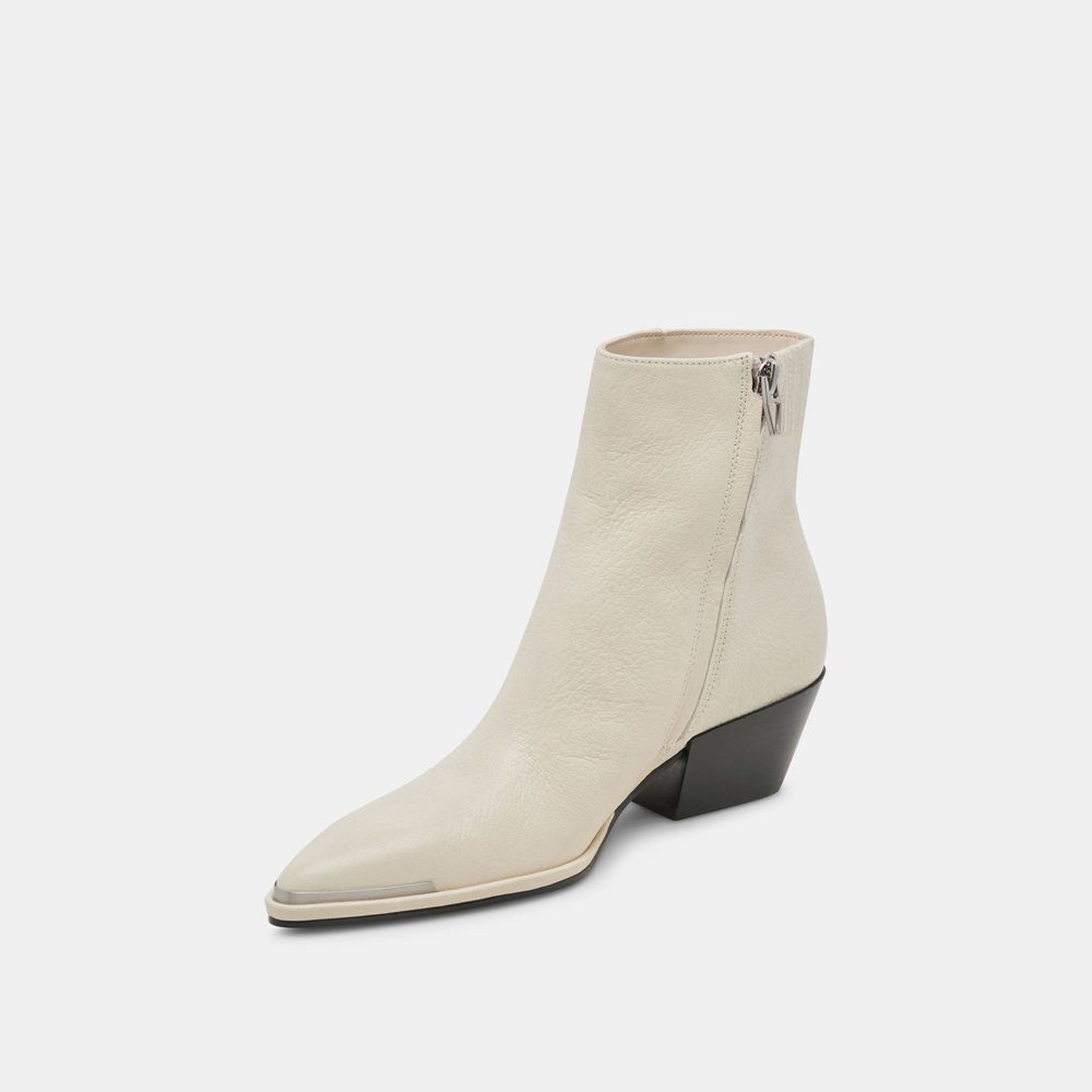 Dolce Vita Nonah Leather Women Western Boots Cream | US-417502XJW