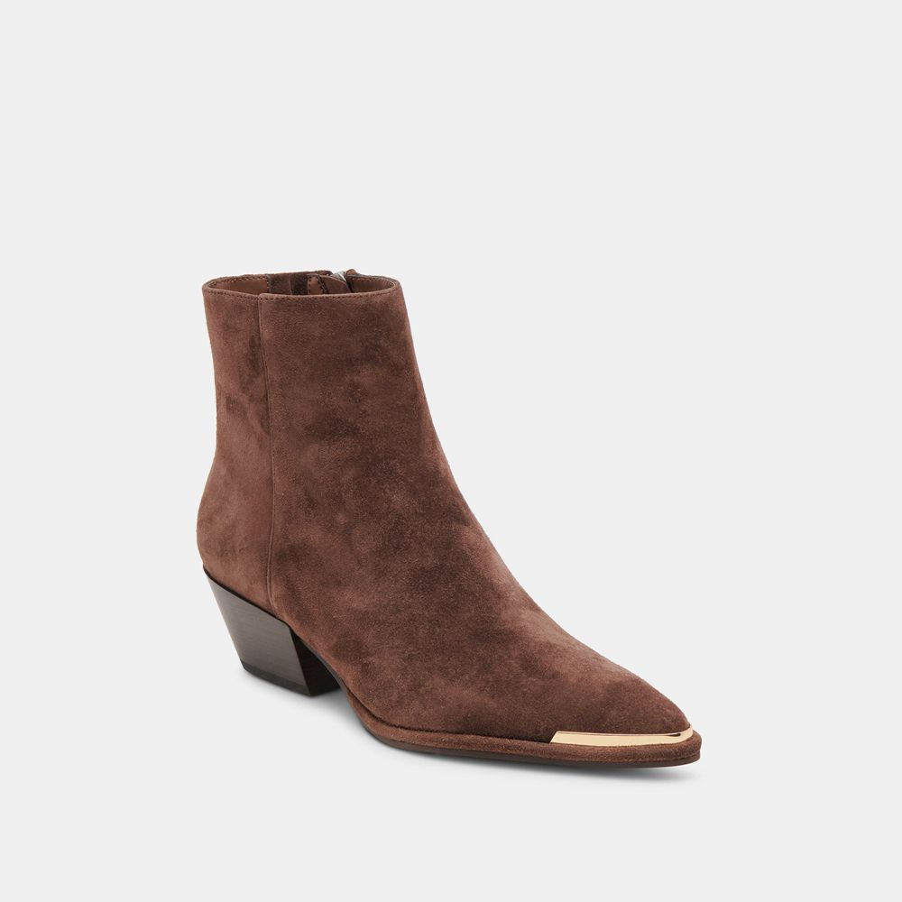 Dolce Vita Nonah Suede Women Western Boots Dark Brown | US-914086PUG