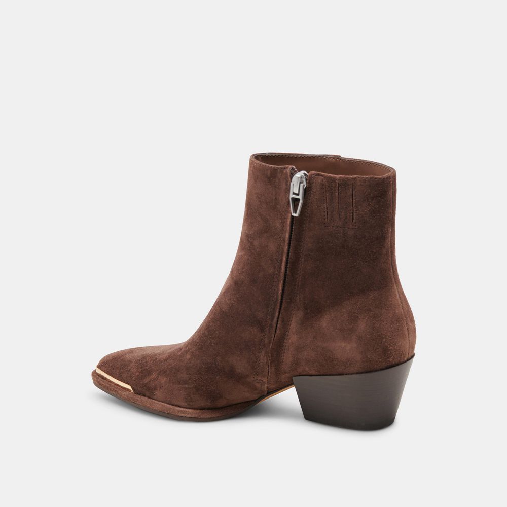 Dolce Vita Nonah Suede Women Western Boots Dark Brown | US-914086PUG