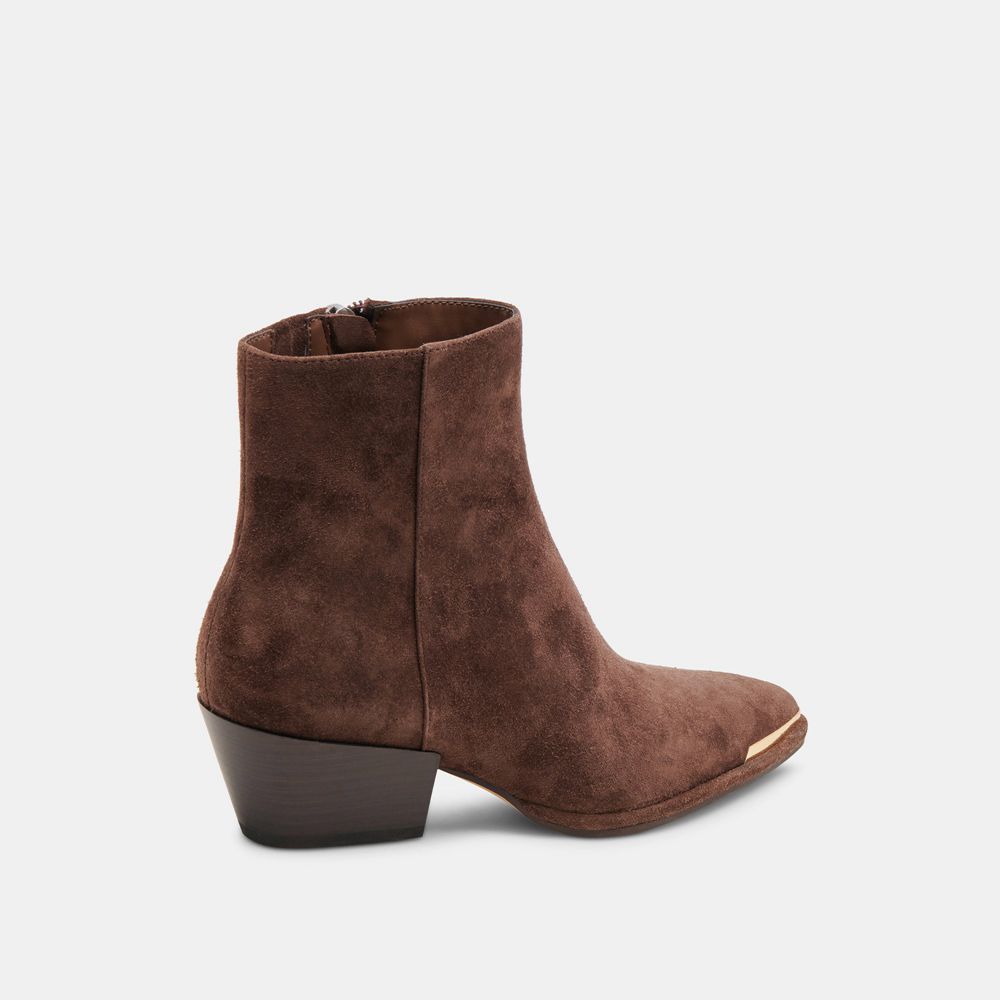 Dolce Vita Nonah Wide Suede Women Western Boots Dark Brown | US-549063AQP