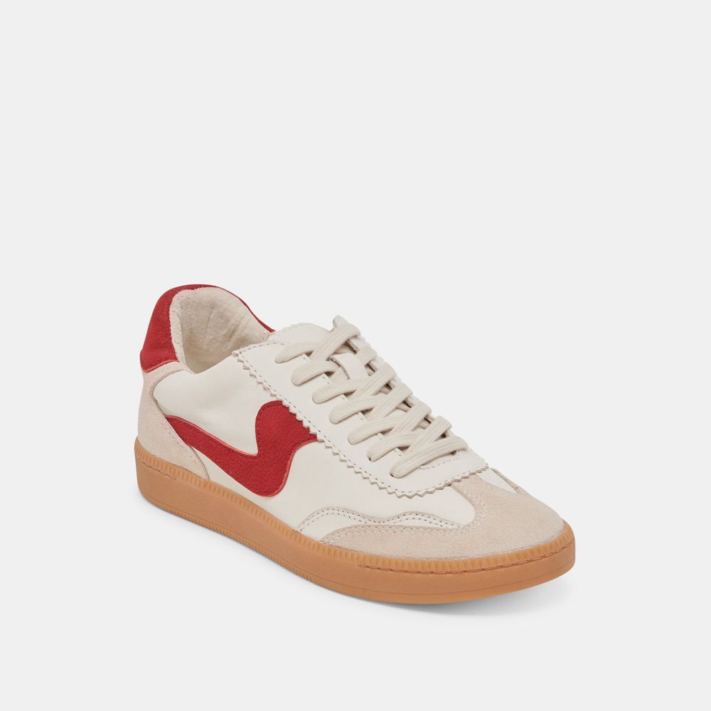 Dolce Vita Notice Leather Women Sneakers White / Red | US-105729RPQ