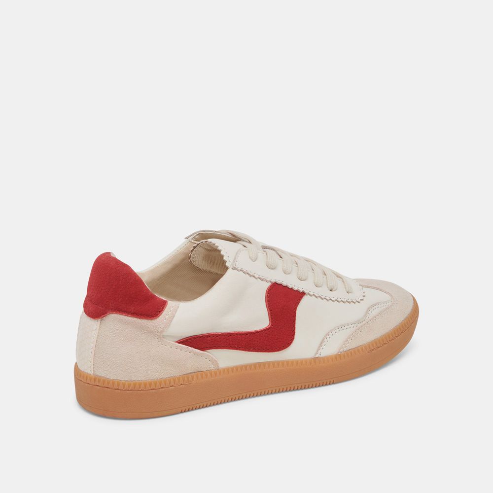 Dolce Vita Notice Leather Women Sneakers White / Red | US-105729RPQ