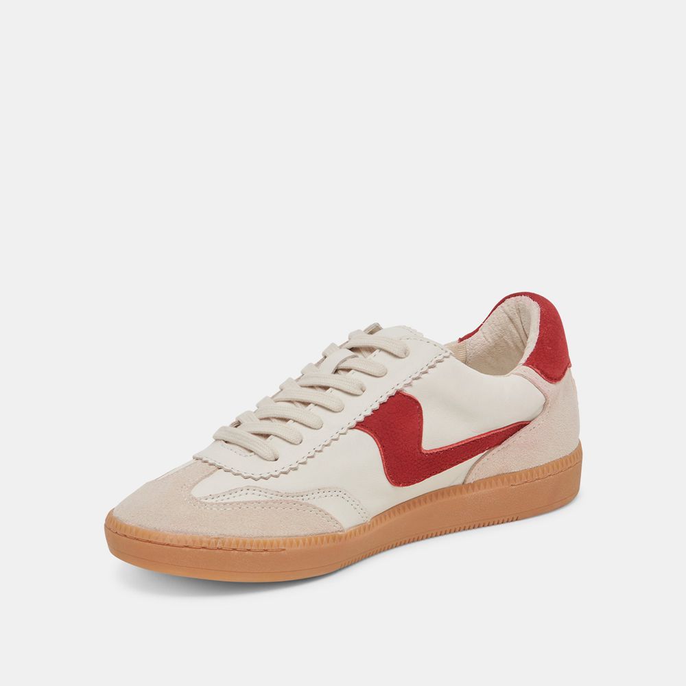 Dolce Vita Notice Leather Women Sneakers White / Red | US-105729RPQ