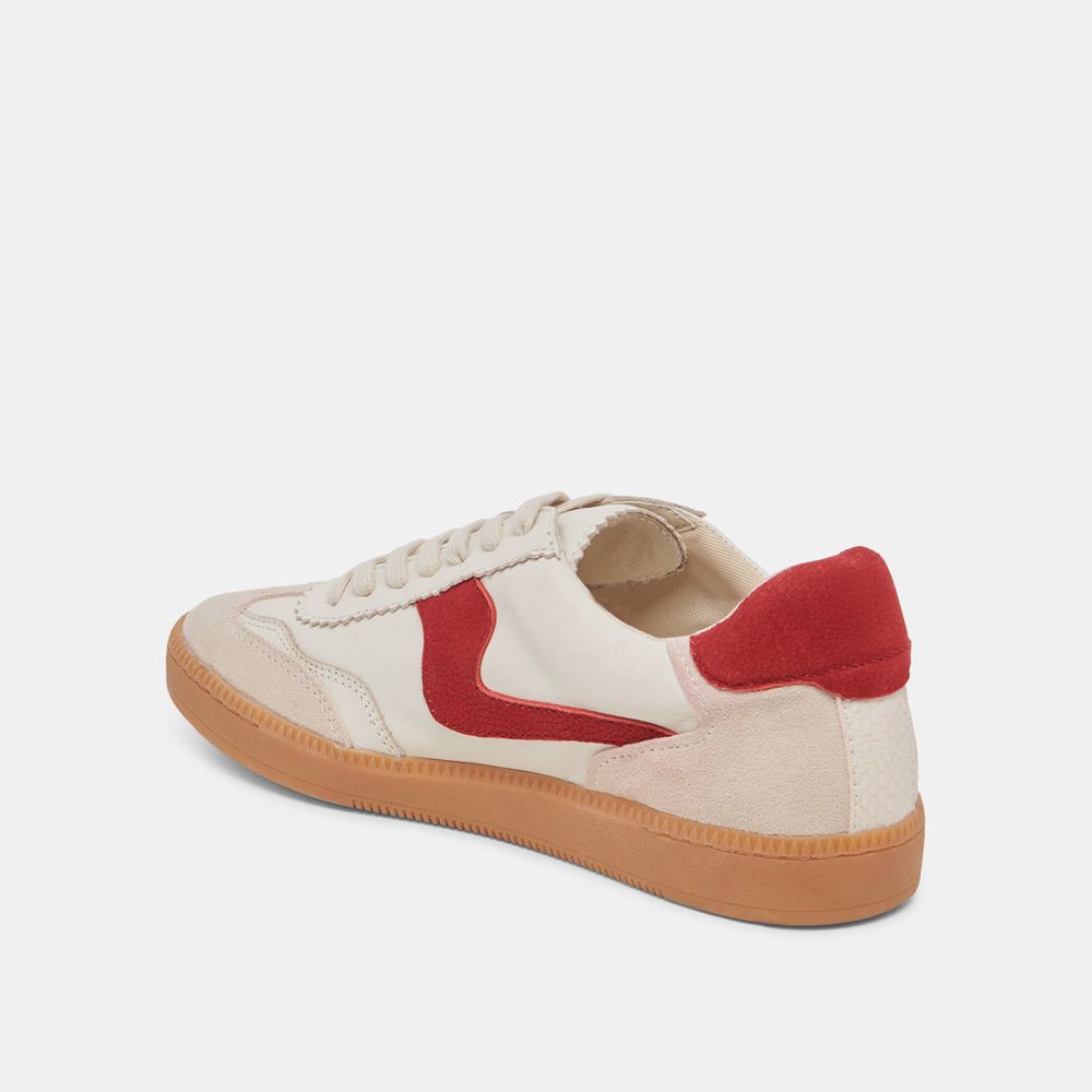 Dolce Vita Notice Leather Women Sneakers White / Red | US-105729RPQ