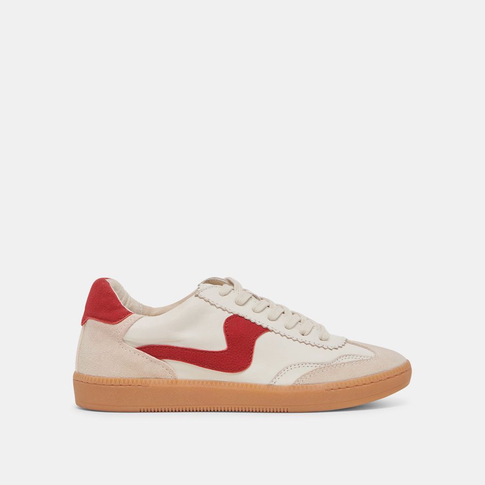 Dolce Vita Notice Leather Women Sneakers White / Red | US-105729RPQ