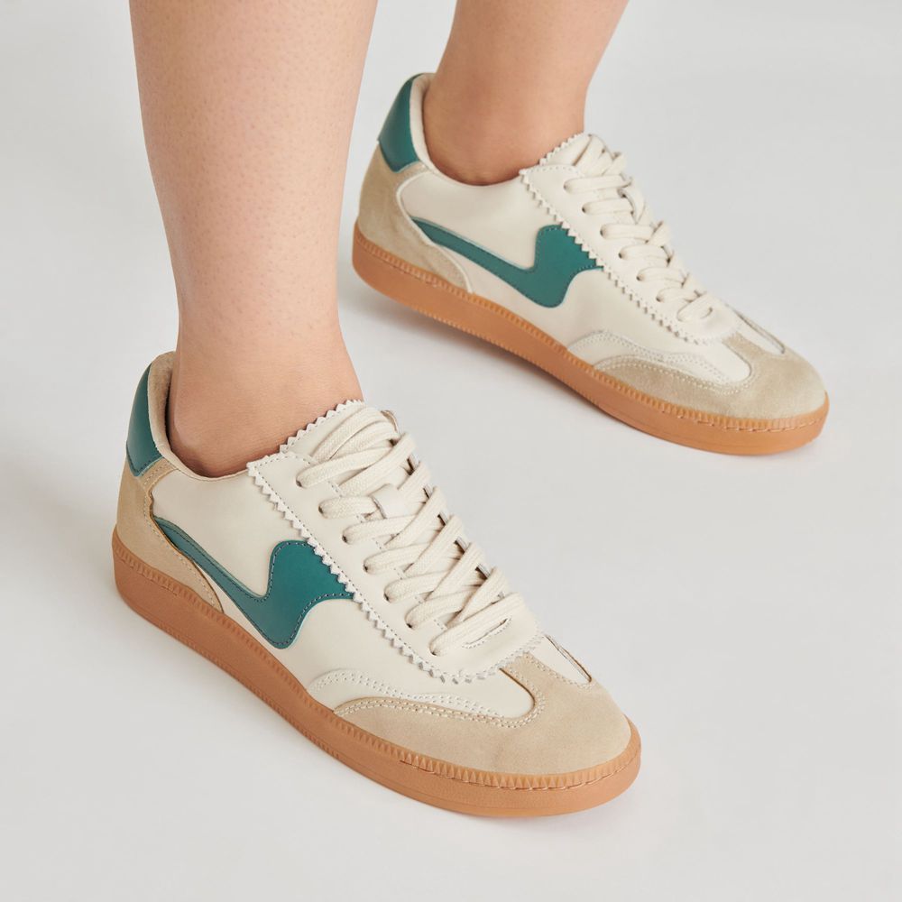 Dolce Vita Notice Leather Women Sneakers White / Green | US-531407NZT