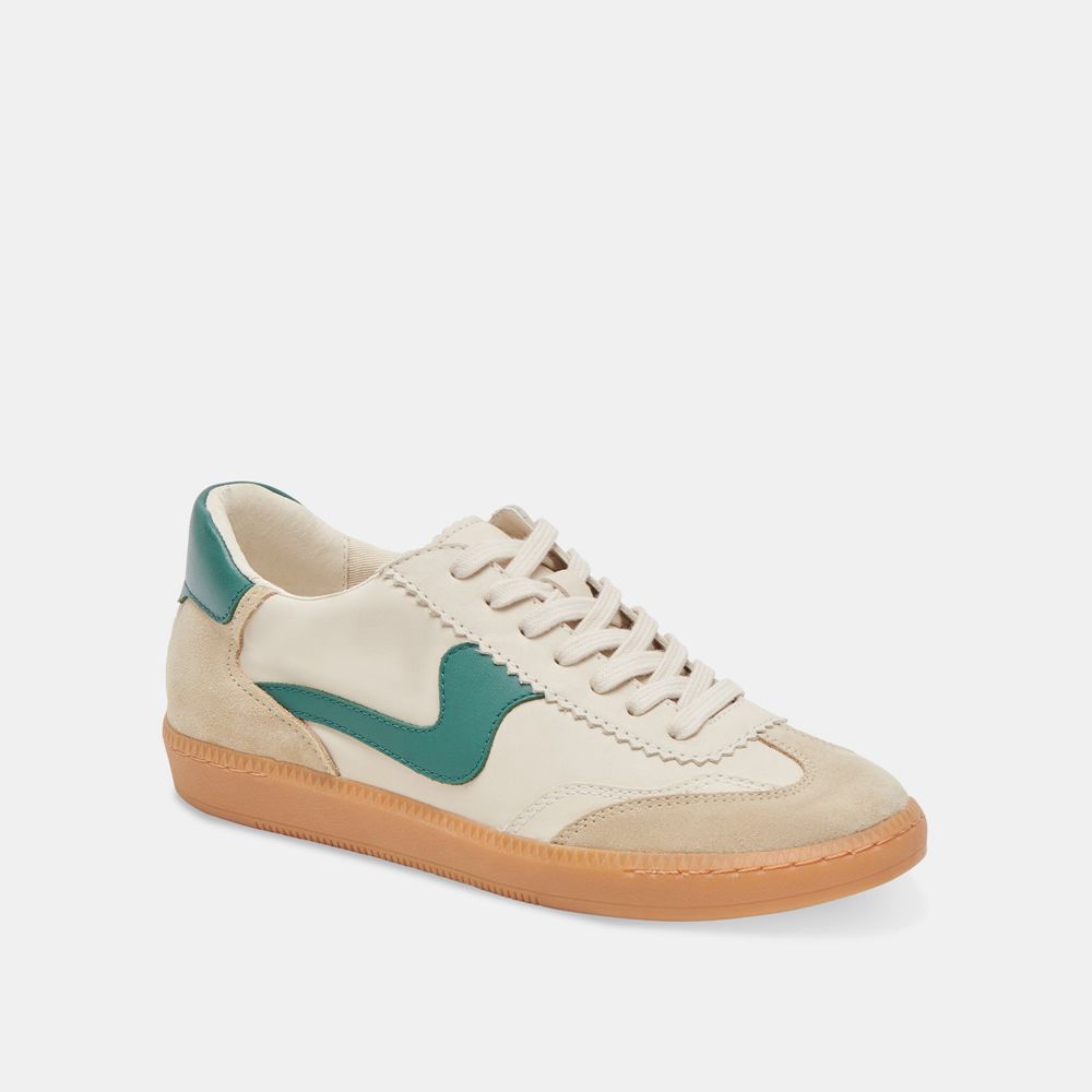 Dolce Vita Notice Leather Women Sneakers White / Green | US-531407NZT