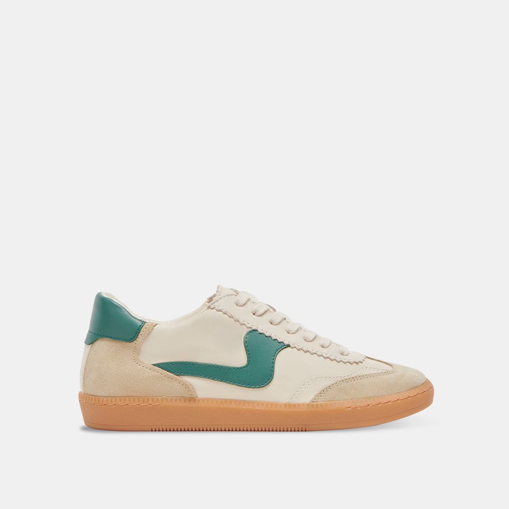 Dolce Vita Notice Leather Women Sneakers White / Green | US-531407NZT