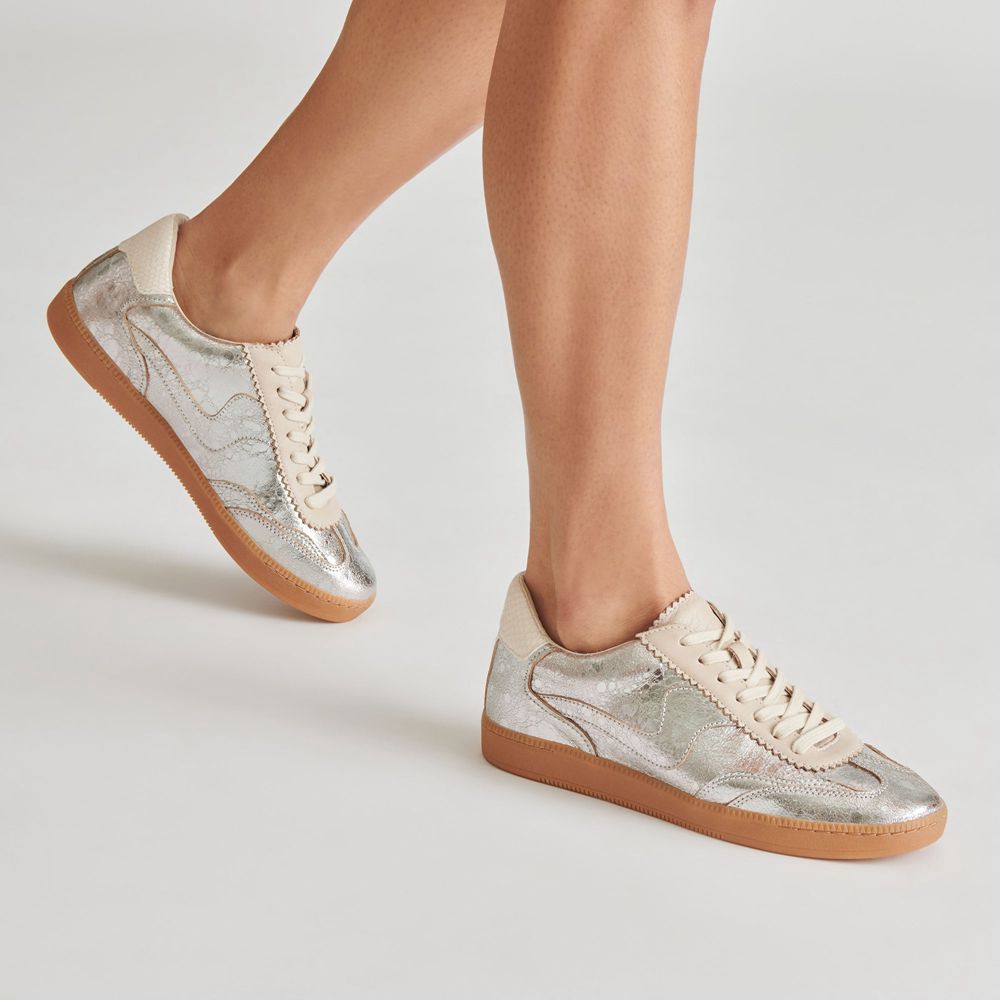 Dolce Vita Notice Leather Women Sneakers Silver | US-831745FOW