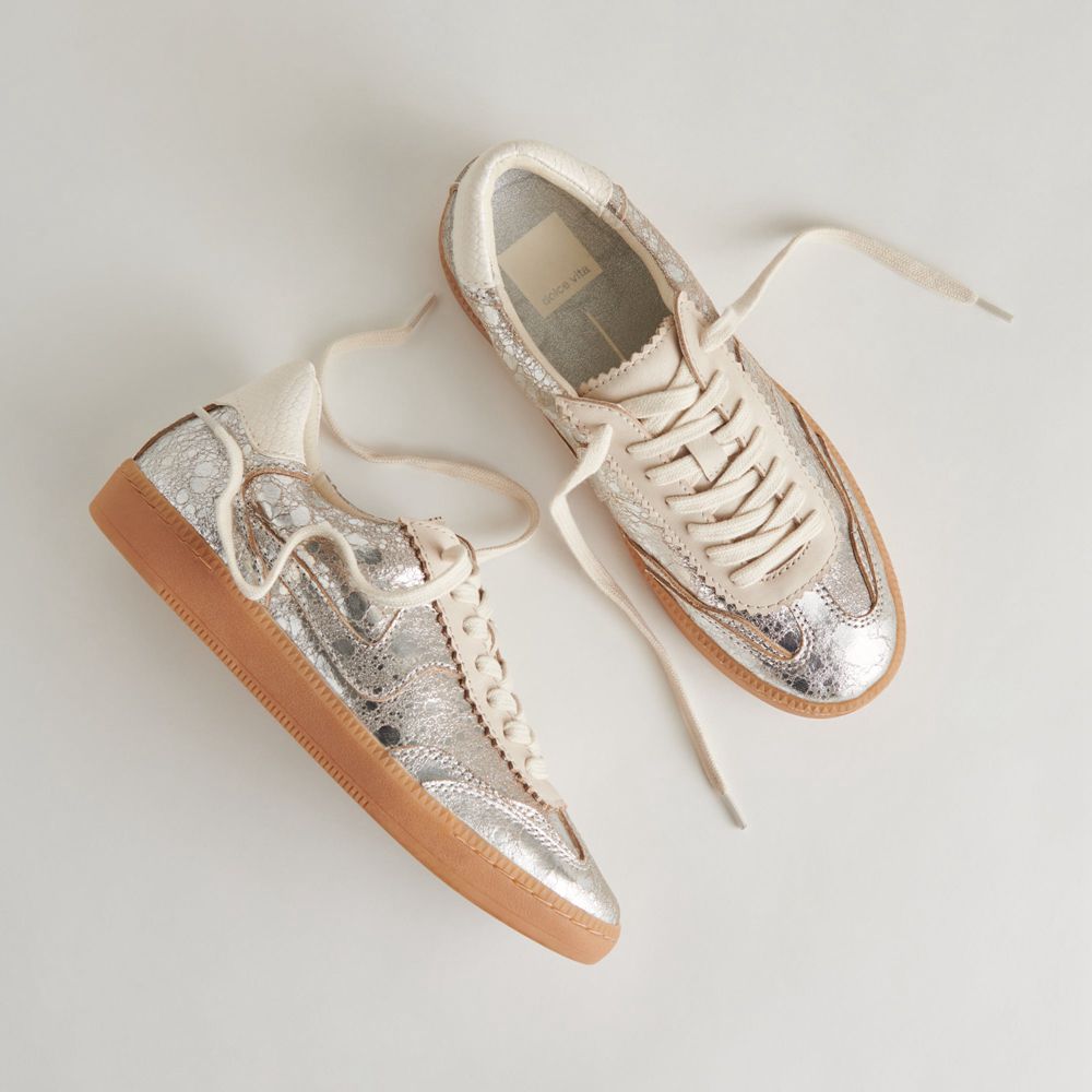 Dolce Vita Notice Leather Women Sneakers Silver | US-831745FOW