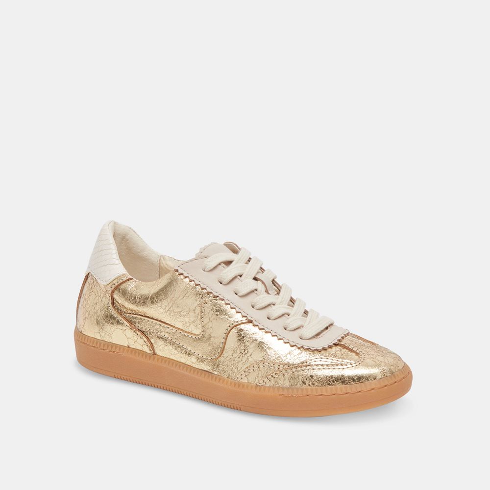 Dolce Vita Notice Wide Leather Women Sneakers Gold | US-682140JOT