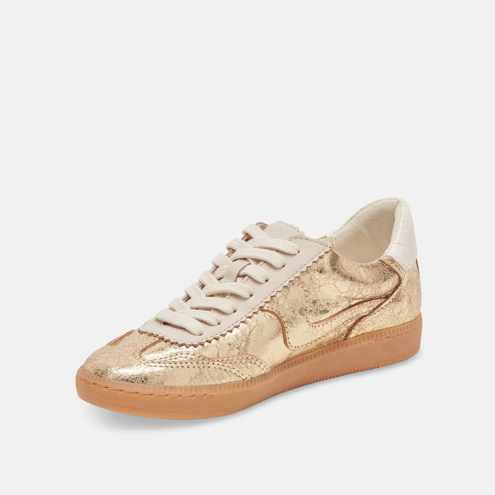 Dolce Vita Notice Wide Leather Women Sneakers Gold | US-682140JOT