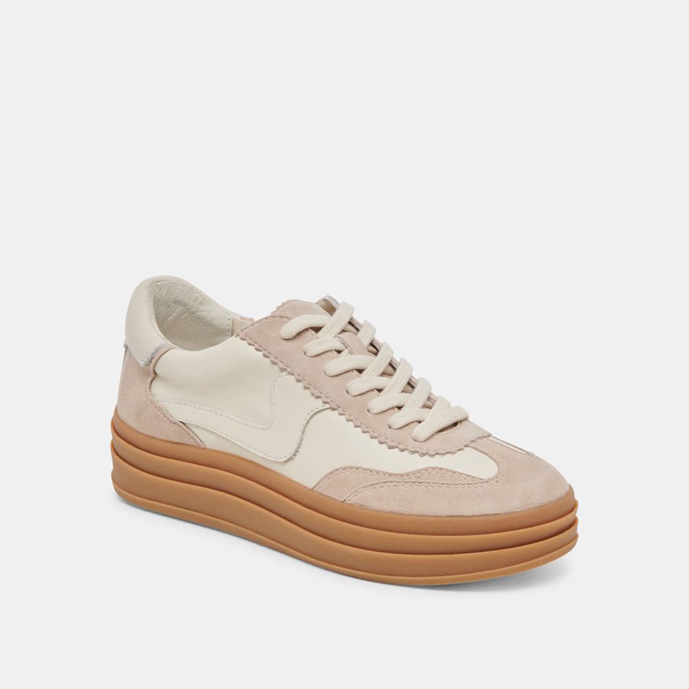 Dolce Vita Notice X Leather Women Sneakers Cream / Multicolor | US-238506KJT