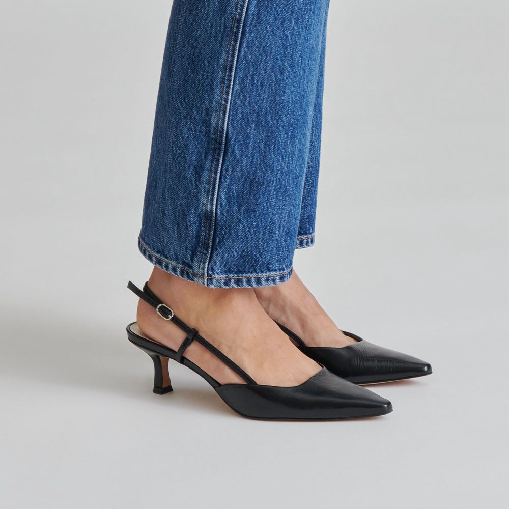 Dolce Vita Odela Crinkle Patent Women Heels Black | US-782609LYS