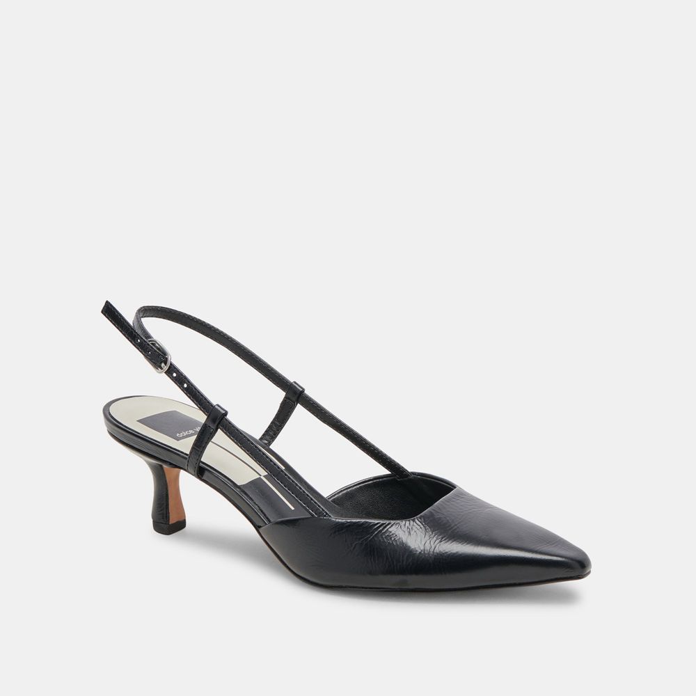 Dolce Vita Odela Crinkle Patent Women Heels Black | US-782609LYS