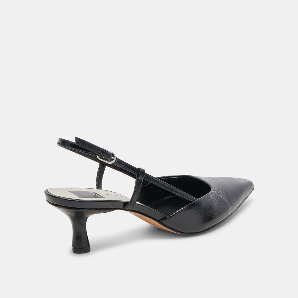 Dolce Vita Odela Crinkle Patent Women Heels Black | US-782609LYS