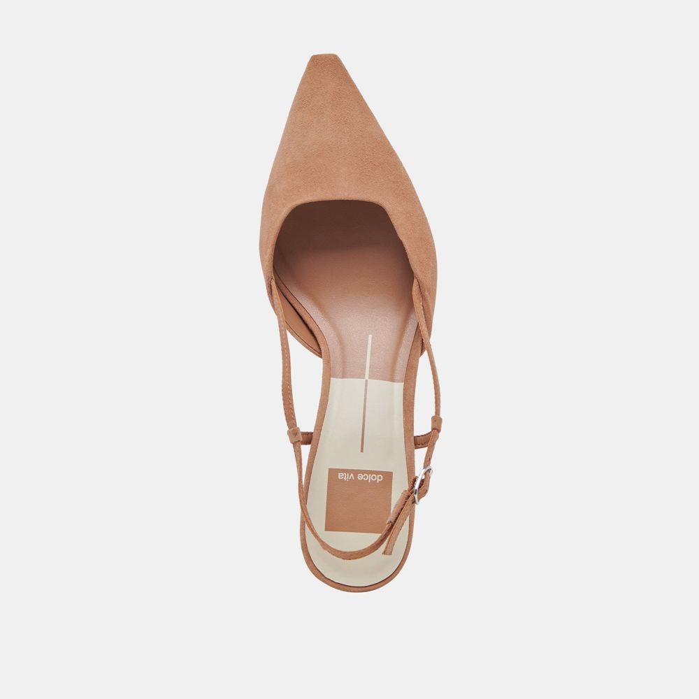 Dolce Vita Odela Suede Women Heels Dark Beige | US-731694HKG