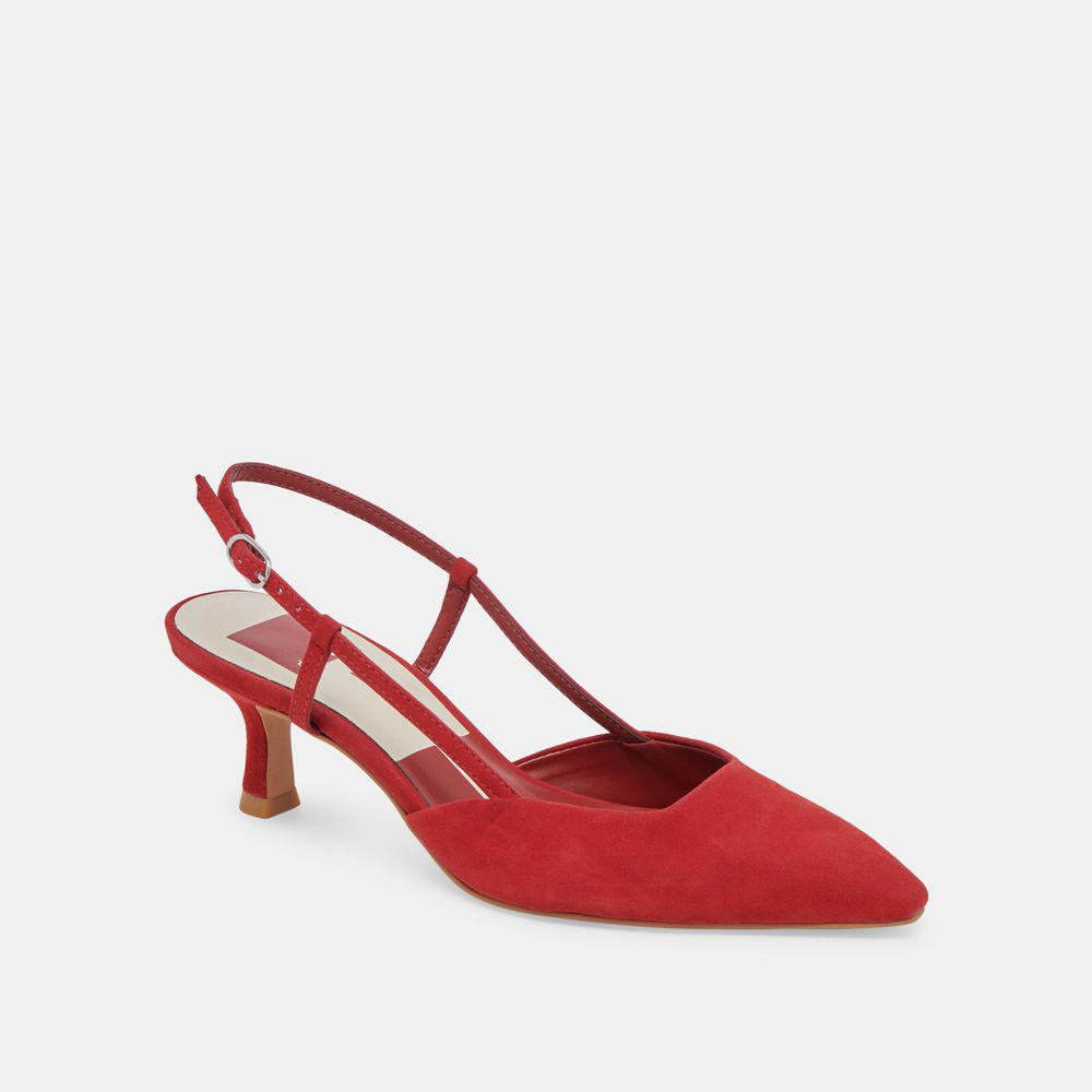 Dolce Vita Odela Suede Women Heels Red | US-382794QKE