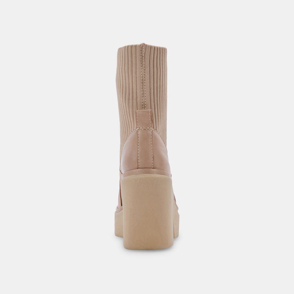 Dolce Vita Odina Leather Women Boots Beige | US-605713ZWJ