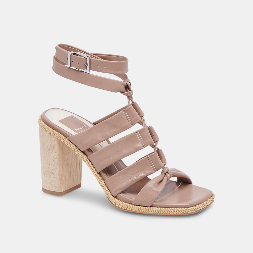 Dolce Vita Olema Leather Women Heels Sandals Beige | US-297035GML