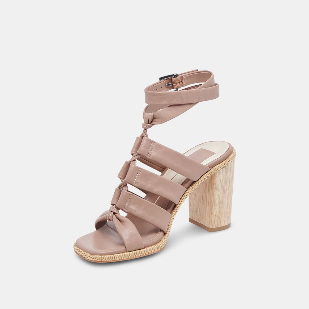 Dolce Vita Olema Leather Women Heels Sandals Beige | US-297035GML